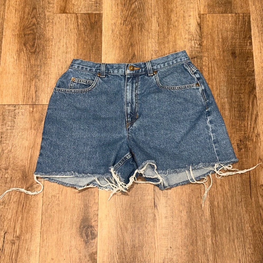 Liz Claiborne Classic Fit Denim Shorts High Waist Raw Hem Jorts Medium Wash 10